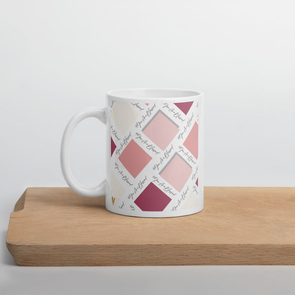 4YouAreBlessed Logo (Soft Pink and Cream) Square Patterned White Glossy Corporate Mug