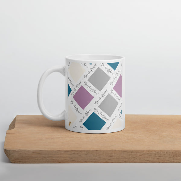 4YouAreBlessed Logo (Brand Coloured) Square Patterned White Glossy Corporate Mug