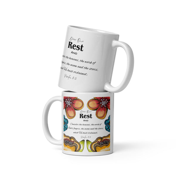 Beautiful Flower’s (Rest) 4YouAreBlessed Hand Drawn and Illustrated White Glossy Mug