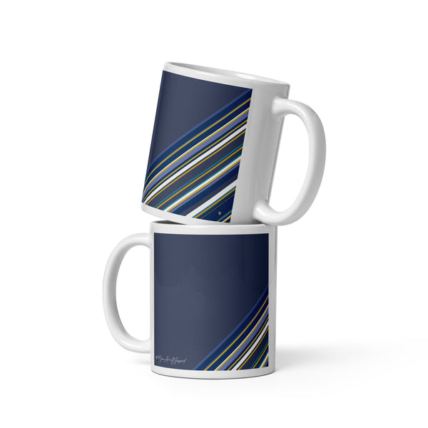 4YouAreBlessed (Navy and Multi-Colour Striped) Corporate White Glossy Mug