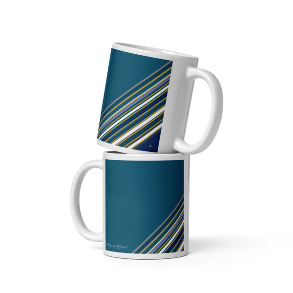 4YouAreBlessed (Teal and Multi-Colour Striped) Corporate White Glossy Mug