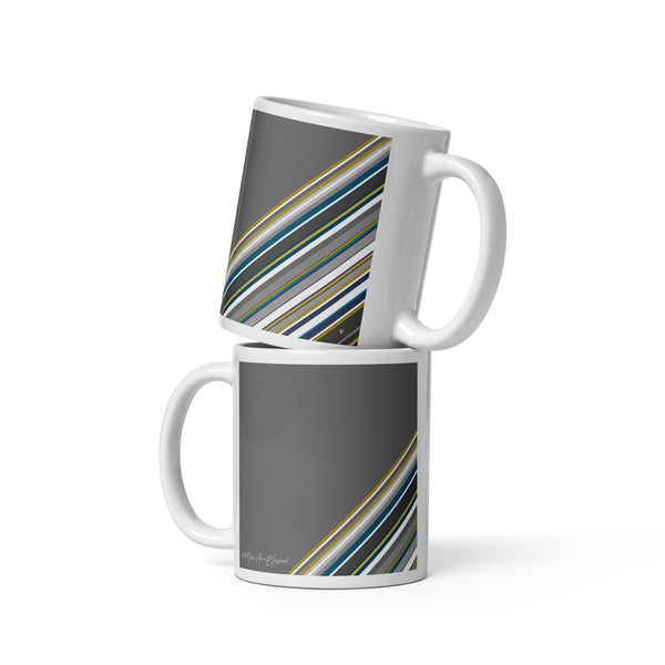 4YouAreBlessed (Grey and Multi-Colour Striped) Corporate White Glossy Mug