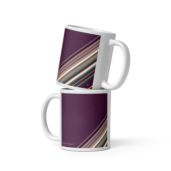 4YouAreBlessed (Purple and Multi-Colour Striped) Corporate White Glossy Mug