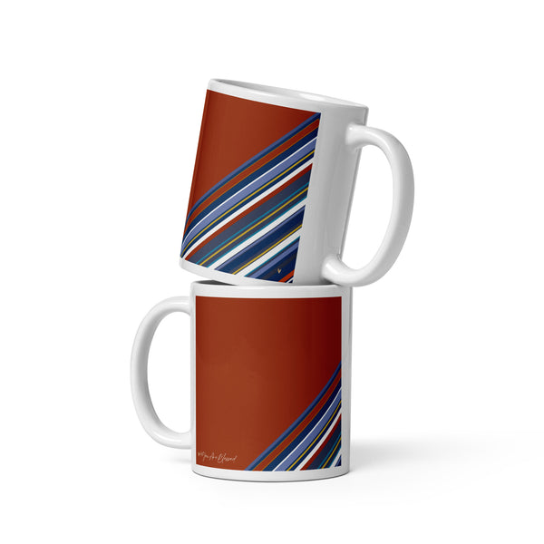 4YouAreBlessed (Rusty Orange and Multi-Colour Striped) Corporate White Glossy Mug