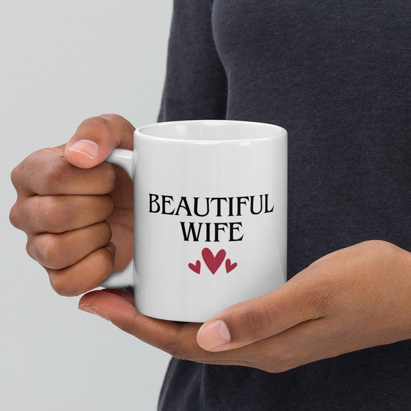 4YouAreBlessed Beautiful Wife Love and Encouragement White Glossy Mug