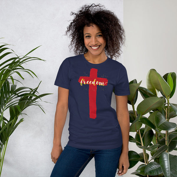 4YouAreBlessed Freedom Red Cross Design Unisex Christian T-shirt