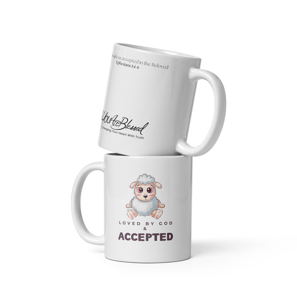 Loved By God & Accepted 4YouAreBlessed White Glossy Christian Mug